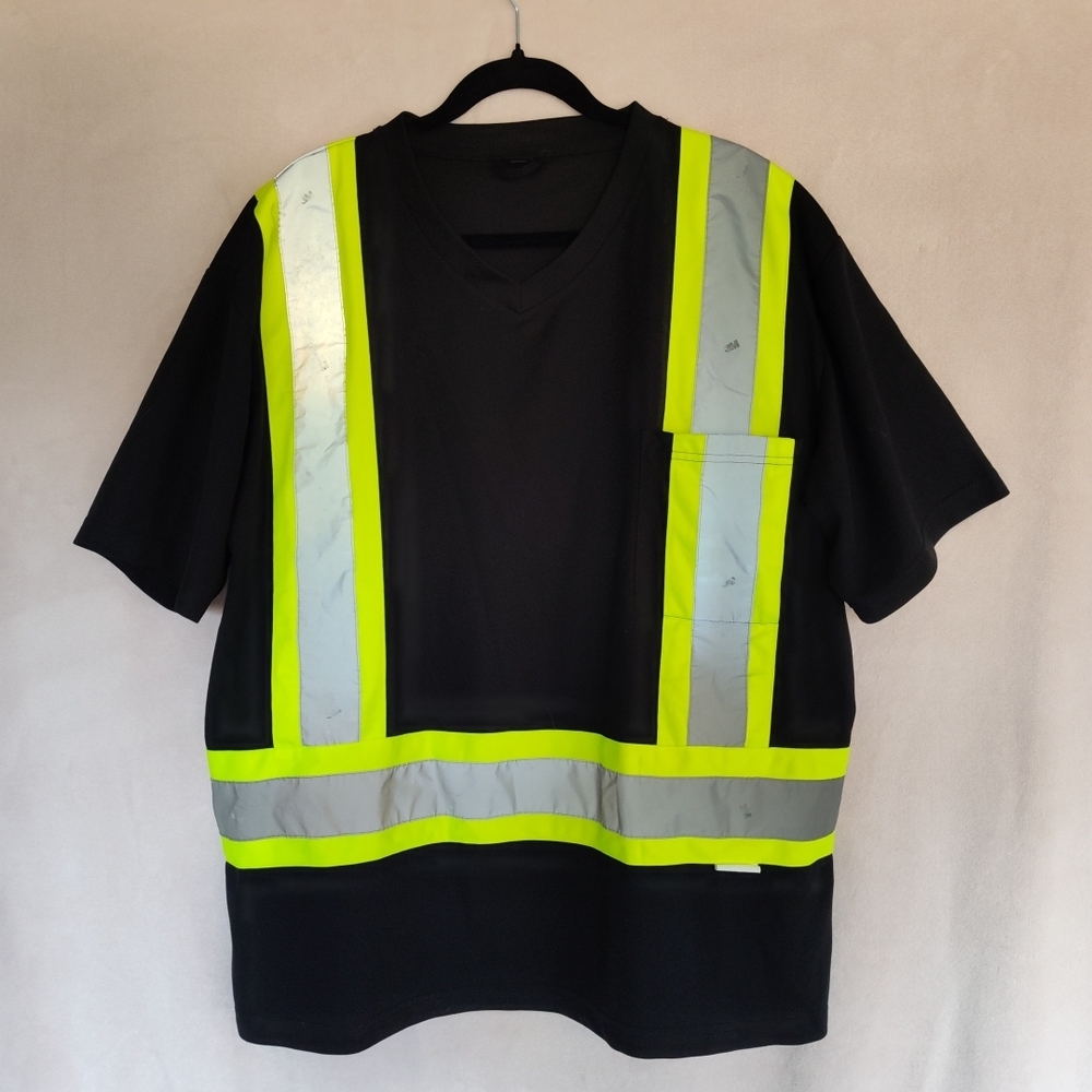 3M Men's XL Black Safety Tee Reflective Stripes Wicking Work Shirt